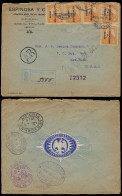 MEXICO. 1915 (9 April). Merida - USA. Registr AR Multifkd Ovptd Env. - México