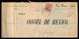 MEXICO. 1900. DF - UK. "OFICIAL" Ovptd 20c. Mulitas Registr Foreign Office Env. Scarce. - México