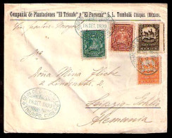 MEXICO. 1899. Triunfo / Chiapas - Germany. Multicolor Mulitas Issue Env. Incl. 12c. Blue Oval Ds. Superb. - México