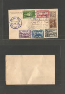 PHILIPPINES. 1945 (21 July) Cebu - Guiuan, Samar. Local 2c Brown Stat Card + Six Adtl VICTORY Ovptd Usage. - Philippines