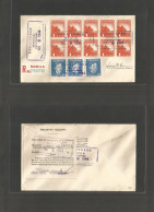 PHILIPPINES. 1944 (8 July) Japanese Occup. Registered Local Signed Severino Registered Multifkd + R-Label Reverse Envelo - Philippines