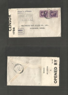 PHILIPPINES. 1939 (Aug 25) Manila - Sweden, Gotheburg. Air Via Singapore Fkd Envelope + Doble  British Censor (Singapore - Filippine