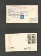 PHILIPPINES. 1944 (10 Apr) Japan Occup. Local Registered Envelope, Block Of Four + Reverse Several Cachet + Label + Furt - Filippine