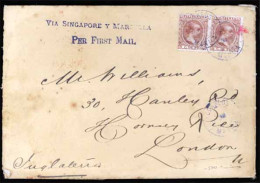 PHILIPPINES. SPANISH PHILIPPINES. 1894(Dec 10th). Cover To London With Private ‘Via Singapore Y Marsella-Per First Mail’ - Philippines