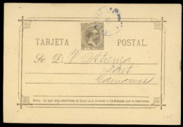 PHILIPPINES. SPANISH PHILIPPINES. 1896(May 14th). 5c Grey Brown On Straw Postal Stationery Card Used With Over-inked Cor - Philippines