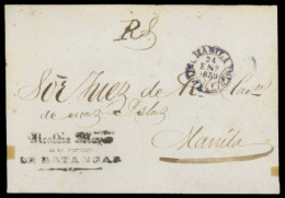 PHILIPPINES. SPANISH PHILIPPINES. 1859(Jan 24th). Cover To Manila With Three Line Official Cachet From BATANGAS With Fin - Filippine