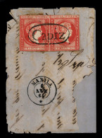 PHILIPPINES. 1864.  Extraordinaria Pareja De 5 Centavos En Gran Fragmento De Carta.  Pieza De Lujo.  Excepcional. - Filippine