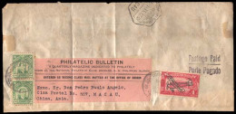 PHILIPPINES. 1935 (Dec.). PHILIPPINES-MACAU-CHINA. Bacolod To Macau (5 Jan 35). Wrapper Franked As Printed Matter Rate + - Filippine
