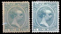PHILIPPINES. 1891-93.  Alfonso XIII.  5 Ms Light Green Impresos.  Superb Mounted Mint Well Centered Copy Of This Extra R - Filippine