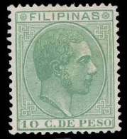 PHILIPPINES. 1886-89.  Alfonso XII.  10c Green.  Superb U/mint Well Centered Copy.  Extra Rare Stamp.  Edifil 98 #75 Pts - Philippines