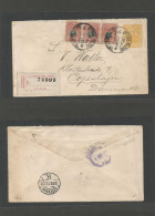 PERU - Stationery. 1892 (7 Enero) Lima - Denmark, Copenhagen (12 Febr) Via London (8 Feb) Registered 10c Orange Stationa - Pérou