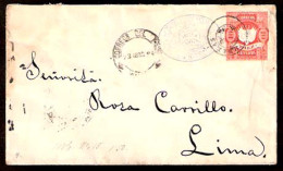 PERU - Stationery. 1894. Huaras - Lima. 10c Stat Env / Small Cds. VF. - Pérou