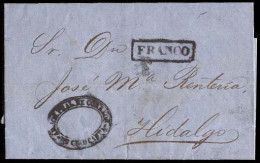 MEXICO - Stampless. 1864 (Aug. 2). Sello Negro. Chichuahua To Hidalgo. Stamples EL Oval Chihuahua + Franco Box + "2" On  - México