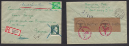 POLAND. 1942 (May) Nazi Occup, Spytkowitz - Switzerland, Geneve (24 May) Registered Multifkd Env, Mixed Issues, Censored - Sonstige & Ohne Zuordnung