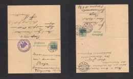 POLAND. 1916 (15 March) A Doble Proper Stat Usage. Prague - Genova Ovptd Military Cachet Mail, Addressed To Prague, Czec - Altri & Non Classificati
