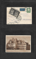 POLAND. 1935 (28 July) German Deutshen Reich Reply Half Proper Usage Back On Photo Ppc, With Adtl. Polish Stamp. Warsaw  - Altri & Non Classificati