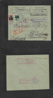 POLAND. 1917 (25 May) Czenstochan - Austria, Bladenz. Registered Comercial Multifkd Env. German WWI Occup Period. Censor - Altri & Non Classificati