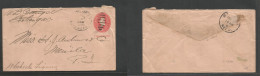 PHILIPPINES. 1900 (Feb 5) US Military Soldiers Mail. Batanzas - Manila. Arrival Reverse US 2c Red Ovptd Stat Env. Fine U - Filippine