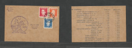 PHILIPPINES. 1944 (17 Febr) Japan Occup Manila Local Usage. Multifkd Card With Lilac Slogan War Cachet. Fine Recycled Pa - Filippine