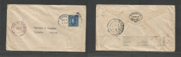 PHILIPPINES. 1919 (May 6) WWI. Manila - Ceylon, Colombo Via Singapore (13 May) Fkd Env + British Censored. Reverse Comer - Philippines