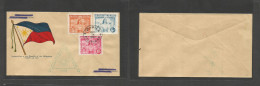 PHILIPPINES. 1943 (Oct 14) Japanese Occup. Inauguration Of The Philippines. Multifkd Imperf Stamps Issue, Triangular Gre - Filippine