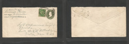 PHILIPPINES. 1921 (15 Oct) Urdaneta, Pangasinan - USA, Boston, Mass. 2c Green Fkd Stat Env + Adtl, Town Cds. Fine Overse - Filippine