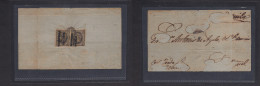 PHILIPPINES. C. 1871-2. Manila - San Miguel. Carta Franqueo Dorso 3/8c De Peso Negro Pareja HPN Mat Corcho, Y Al Frente  - Philippines