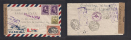 PHILIPPINES. 1940 (19 Apr) Manila - Spain, Madrid (4 May) Registered Multifkd Env Censored Envelope, Via Pacific + Atlan - Philippines