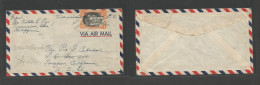 PHILIPPINES. 1946 (18 Apr) Villaviciosa, Abrer - USA, CA, Pescadero. Air Single 1 Peso Fkd Env, Manuscript Village Cance - Philippines