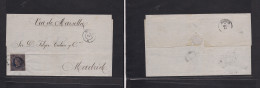 PHILIPPINES. 1868 (28 Oct) Manila - Madrid, Peninsula (15 Dic) E Franked 12 4/8 Blue, Good Margins, Tied Oval Grill, Cds - Philippinen