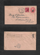 PHILIPPINES. 1906 (29 March) Camp Stotenberg, Pampanga - Usa, OH. Colombus (May 5) 2c Red Ovptd Philippines + 2c Ovptd A - Filippine