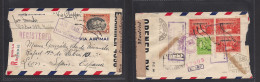 PHILIPPINES. 1941 (20 June) Manila - Spain, Leon (19 Julio) Registered Air Multifkd P+R. Chd Envelope, British + Spanish - Filippine