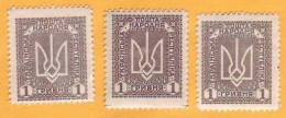 1920 Ukraine Ukraina Ukrainian People's Republic 3 X 1 Hr УНР - Ukraine