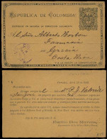 PANAMA. 1888. (Precursor). Panama - Costa Rica / Grecia. Rara Early Stat Card + Arrival Dest Alongside. - Panamá