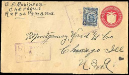 PANAMA. 1928. David To USA. Registered Stat Env + Adtl. Scarce. - Panamá