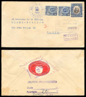 PANAMA. 1930 (July 23). Panama To France Registered Stat.envelope + 2 Adtls, R.mark Box Alongside+box "TARDE/Panama" (xx - Panamá