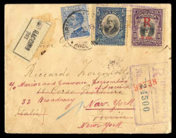 PANAMA. 1920. Panama - Turin / Italy - New York / USA. Registered Franked Envelope To Italy Where Reposted With Italian  - Panamá
