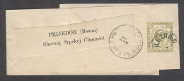 MONTENEGRO. C.1895. Cettigne - Bosnia, Prijedor. 3n Green Stat Wrapper Cds Arrival Cachet. Fine And Scarce. - Montenegro