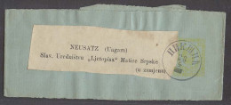 MONTENEGRO. C.1895 (28 April). Nikshitie - Hungary, Neusatz. 2n Yellow Bluish Stat Wrapper. VF Used Cds V Scarce Dest. - Montenegro