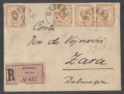 MONTENEGRO. 1900 (11 June). Cettigne - Zara / Dalmatia (15 June). Reg Multifkd Env 5n X4 Incl Stamp Of Three Orange Brow - Montenegro