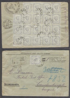 MONTENEGRO. 1894 (20 Oct). Cettigne - Turkey / Constantinople (25 Oct). Reg Multifkd Env Bearing 1n Bluish Grey Block Of - Montenegro