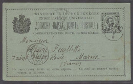 MONTENEGRO. 1897 (7 June). Cettigne - France, Marne (12 June). 5p Black Stat Card. Fine Used Arrival Proper Text. - Montenegro