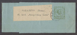 MONTENEGRO. 1895 (14 June). Cettigne - Sarajevo, Bosnia (17 June). 3n Green Stat Wrapper Backstamped. Fine Used. - Montenegro