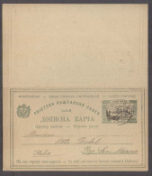 MONTENEGRO. 1897 (10 Feb). Cettigne - Italy. 2n Bicolor Double Stat Card. Fine. - Montenegro