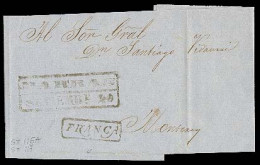MEXICO - Stampless. 1863 (Sept. 20). Sello Negro. Parras To Monterrey. E. Box Date "parras / Sept. 20" + Fancy Box "FRAN - México