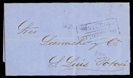 MEXICO - Stampless. 1863 (20 Sept.). Sello Negro. Monterrey To SLP. EL With Box Date "Monterrey" + Straightline "Franco" - México