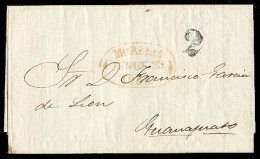 MEXICO - Stampless. 1856 (22 June). Morelia To Guanajuato. EL. With Red Oval "MORELIA" Ds + Black "2" (xxx). ML7. VF Nic - México