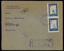 PARAGUAY. 1925(Nov 11th). Registered Cover To Cordoba, Argentina Franked By ‘C’ Overprinted Map Issue 1 Peso Blue Vertic - Paraguay