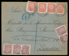 PARAGUAY. 1916. Registered Cover To London Franked By 1913 5x5c Lilac And Four 20c Dull Red Tied By ‘U.H.PUERTO-ASUNCION - Paraguay