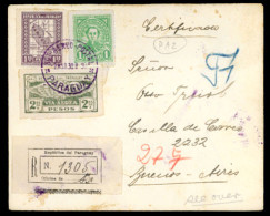 PARAGUAY. 1929(March 2nd). Registered Cover Sent Airmail To Buenos Aires Franked By  1927-38 1p Emerald And 1p 50c Viole - Paraguay